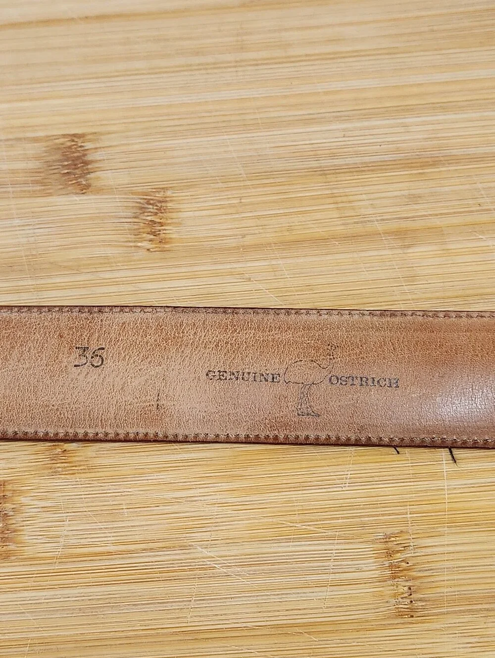 Vtg Tony Lama State Series Brass Texas Buckle Nocona Ostrich Belt 36 E1257